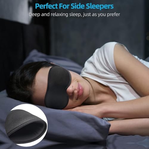 Sleep Mask with Earplugs & Zipper Bag 3D Memory Foam Eye Mask with Nose Support