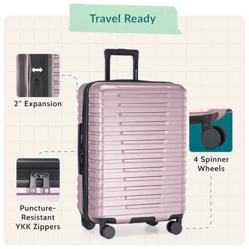 Boren Expandable Hardside Rugged Travel Luggage with 8 Spinner Wheels