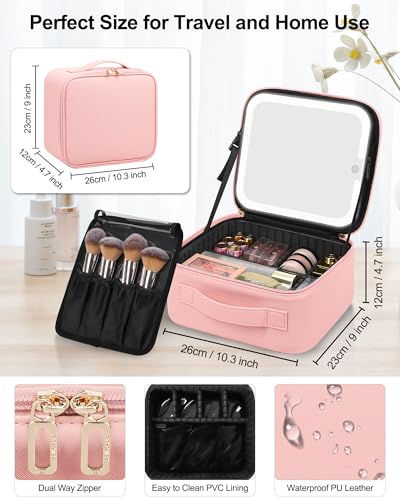 Travel Makeup Bag with LED Mirror