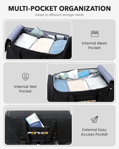 21 Inch Rolling Duffle Bag with Wheels for Men