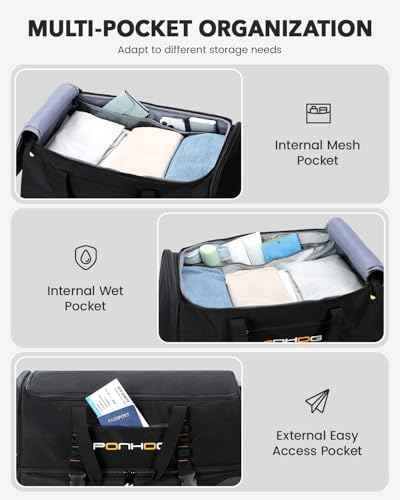 22 Inch Rolling Duffle Bag with Wheels for Men