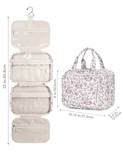 Hanging Floral Toiletry Bag for Women Travel Makeup Bag Organizer Toiletries Bag for Travel Size Essentials Accessories Cosmetics