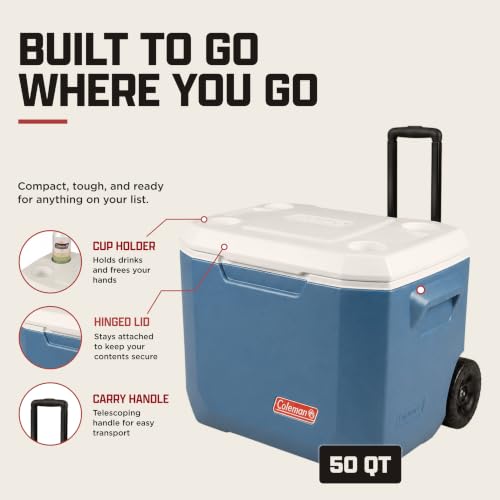 Xtreme 50qt Rolling Cooler with Wheels