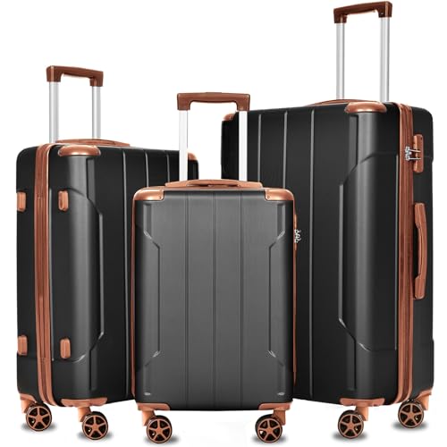 Luggage Sets 3 Piece Hardshell 8 Spinner Wheels Lightweight Suitcase Corner Guards Travel Luggage