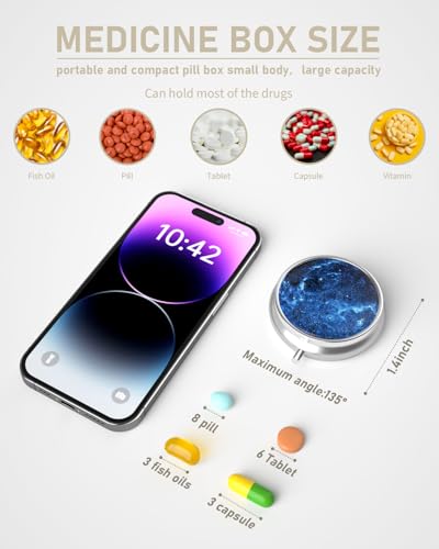 Pill Box 3 Compartment Portable Travel Medicine Box with Mirror
