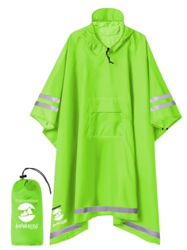 Adult Rain Poncho Waterproof Hooded Raincoat Lightweight Packable