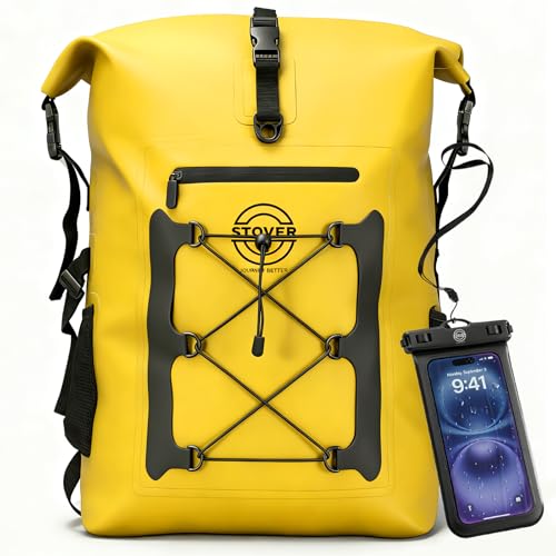 30/40/55L Waterproof Dry Backpack & Phone Case- 2XL Floating Dry Bag for Kayaking, Travel, Hiking, Fishing, Camping, Motorcycles & Beach, Heavy-Duty Roll Top Men/Women (Yellow)