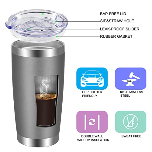 20oz Tumbler with Lid and Straw Stainless Steel Tumbler Cup Bulk Vacuum Insulated Double Wall Travel Coffee Mug Powder Coated Coffee Cup (6 Count)