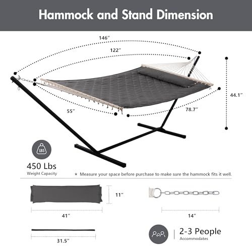 Heavy Duty Hammock with 12 Feet Stand Included