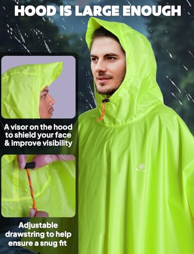 Hooded Rain Poncho for Adult Waterproof Lightweight Raincoat
