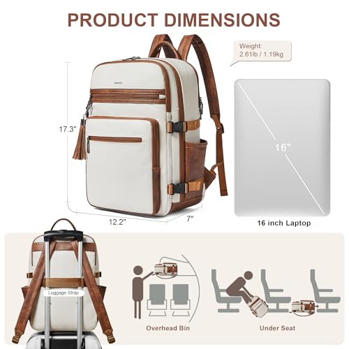 Vegan Leather Laptop Backpack for Women Fits 16 Inch Laptop