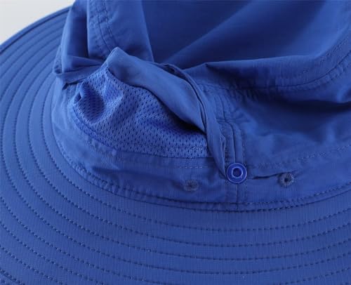 UPF 50+ Fishing Hat for Men and Women UV Protection Boonie Hat Breathable Cowboy Hat Summer Travel Hat Royal Blue