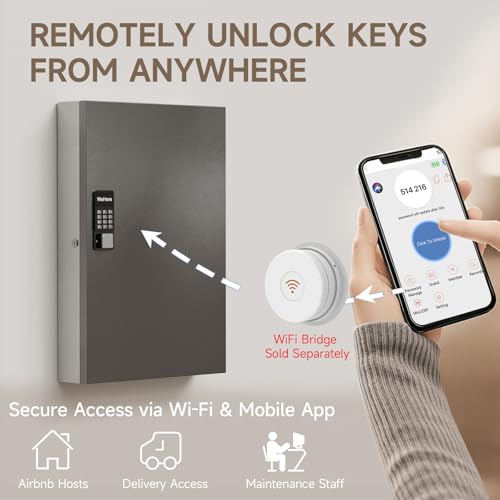 192 Key Lock Box Smart Key Organier Cabinet with Keypad & App for Office