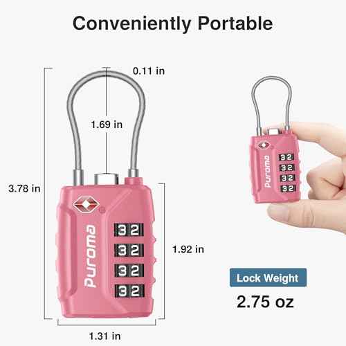 2 Pack TSA Approved Luggage Locks 4 Digit Code Cable Lock Pink Rose (2 Count)