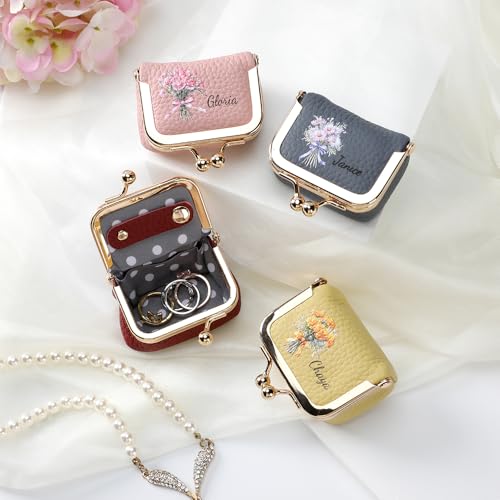 Custom Name & Birth Month Flower Mini Leather Jewelry Box