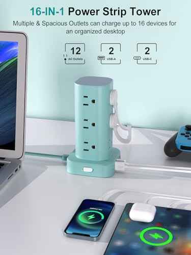 Power Strip Tower with Multiple Outlets (16 Count)