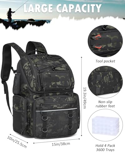 50L Fishing Backpack with Tackle Boxes