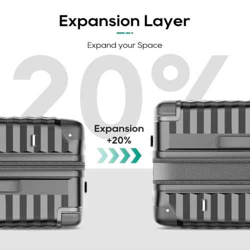 Expandable 20 Inch Carry on Luggage with Front Pocket
