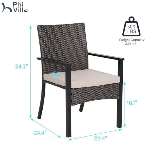 Wicker Patio Dining Chairs Set of 2 with Removable Cushions (2 Count)