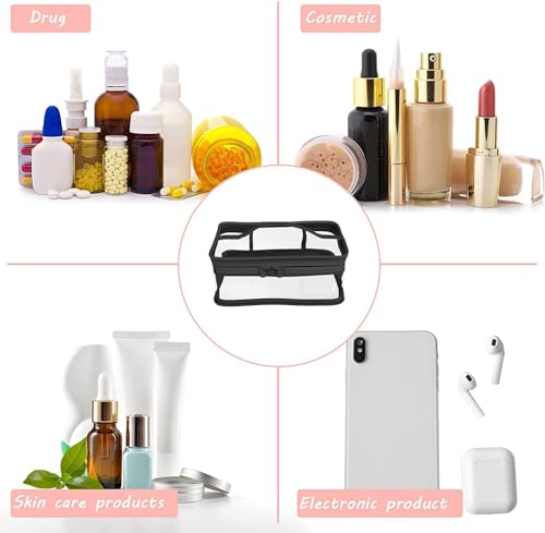 Black Makeup Bag Zipper Waterproof Portable Travel Storage Pouch 2 Pcs (2 Count)
