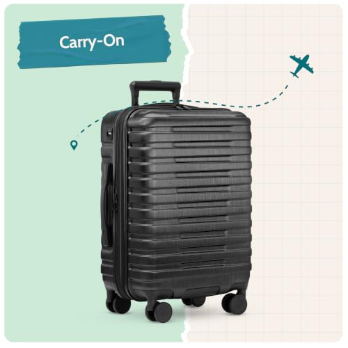 Boren Polycarbonate Hardside Rugged Travel Suitcase Luggage with 8 Spinner Wheels