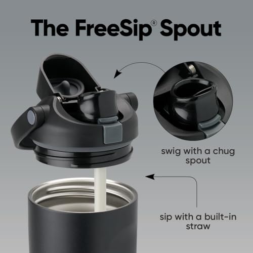 FreeSip Sway Insulated Stainless Steel Water Bottle with Two