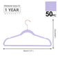Velvet Hangers 50 Pack Non Slip Light Purple Rose Gold Hooks (50 Count)