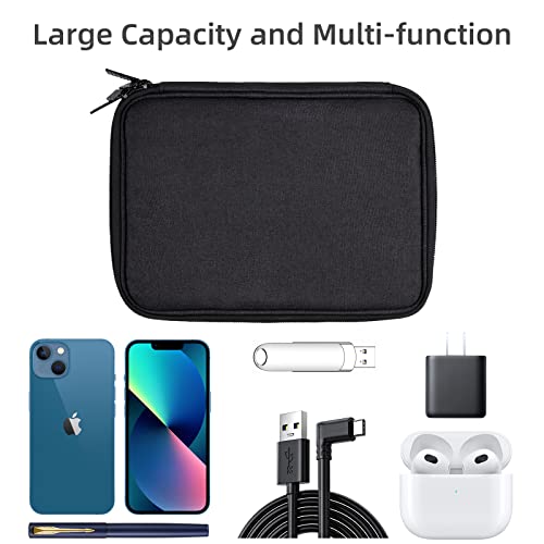 Electronics Organizer Travel Case Cord Cable Charger Organizer Bag Travel Accessories Essentials for Women Men Double Layers Tech Pouch with 5 Cable Ties for Phone Power Bank SD Card USB