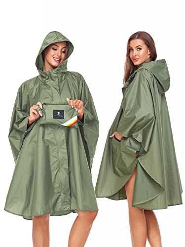 Unisex Rain Poncho Hooded Waterproof Raincoat for Adults Women