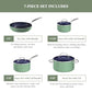 7pc Cookware Set Healthy Duralon Blue Ceramic Nonstick Coated