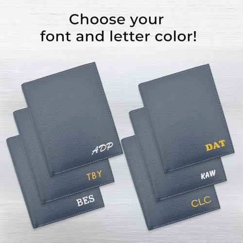 Deluxe Personalized Monogrammed Grey RFID Leather Passport Wallet