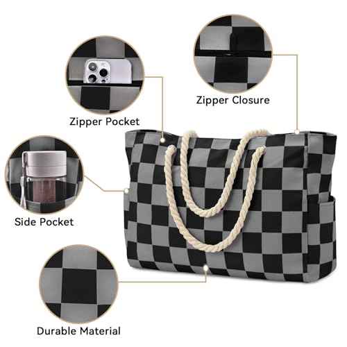 Beach Bag Large Beach Tote Bag for Women Waterproof Sandproof Swim Pool Bag With Zipper