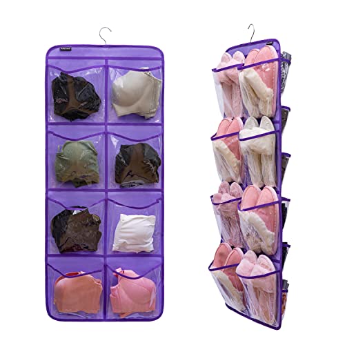Dual Sided Hanging Closet Organizer for Socks Underwear Bra Kids Storage Organizer for Baby Clothes Toddler Shoes with 26 Pockets