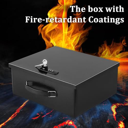 Fire Resistant Document Lock Box Safe Dual Key & Combo