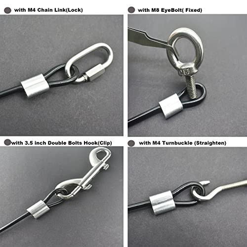 5 Pcs 4mm Wire 36 inch Vinyl Coated Stainless Steel Cable with Loops Short Wire Rope Lanyard Lock Security Chain Link for Outdoor Gates (5 Count)