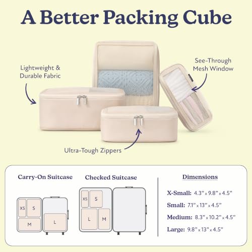 TSA Friendly Packing Cubes for Carry On (4 Count)