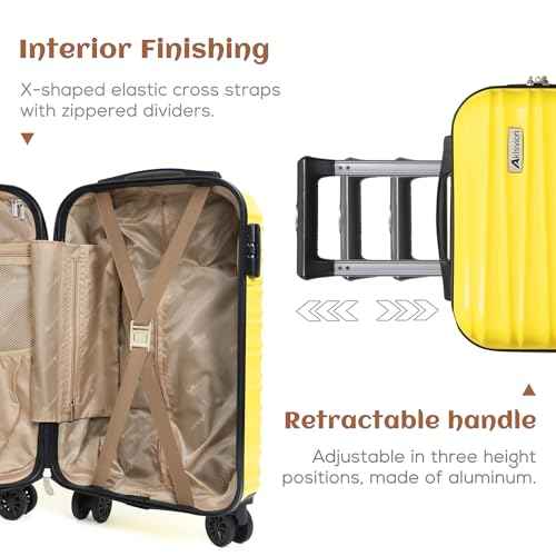 Luggage Set 3 Piece Luggage Set ABS hardshell Spinner Wheels Luggage Carry on Suitcase with Weekender bag & Toiletry bag (3 Count)