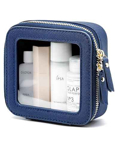 Clear Makeup Bag with Zipper Small Travel Cosmetic Case Navy Blue Mini Pouch for Purse Accessories Car Storgae Essentials Bag Purse Pouch Organizer Compact Small Clear Toiletry Bag for Traveling