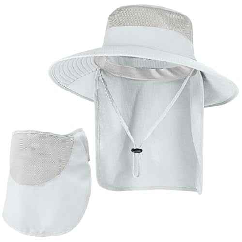 Sun Hats for Men Women Fishing Hat UPF 50+ Face Cover Wide Brim Bucket Hats Summer UV Protection Safari Hat with Neck Flap