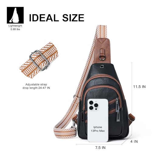 7L Crossboydy Sling Bag for Women Vegan Leather Crossbody Purse Fanny Pack Chest Bag for Travel