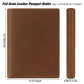 Leather Passport Holder RFID Blocking Passport Travel Wallet Cover Case for Men Women Brown JC17