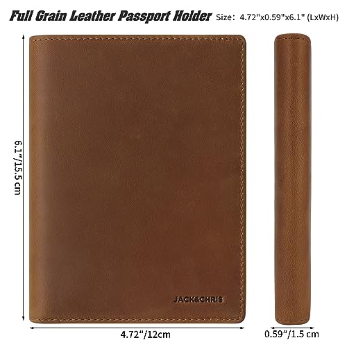 Leather Passport Holder RFID Blocking Passport Travel Wallet Cover Case for Men Women Brown JC17