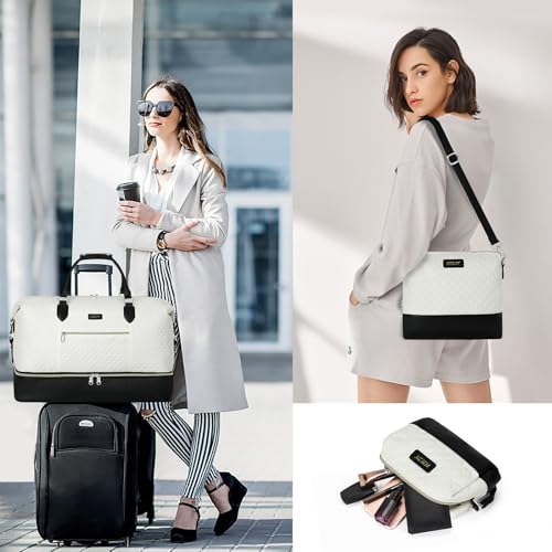 Weekender Bag for Women 21.5" Travel Duffel Large Carry On Bag 3PCS (3 Count)