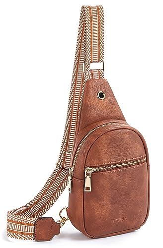 Crossbody Bags for Women PU Leather Cross Body Sling Bag for Woman Travel Brown