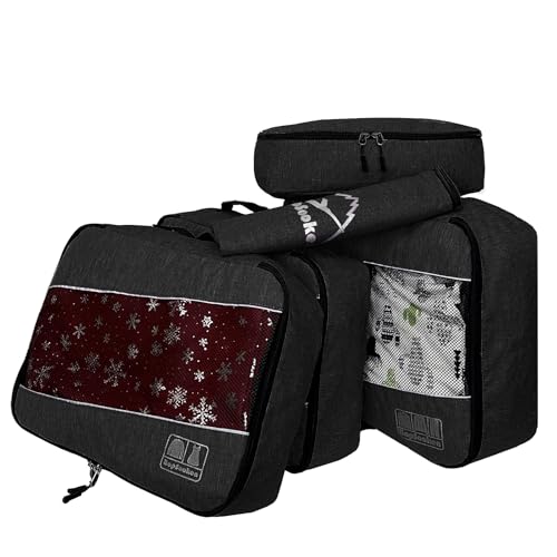 5 Set Packing Cubes for Travel Large Suitcase Luggage Organizer Bags Travel Accessories Vacation 4 Cubes 1 Laundry Pouch Bag (5 Count)