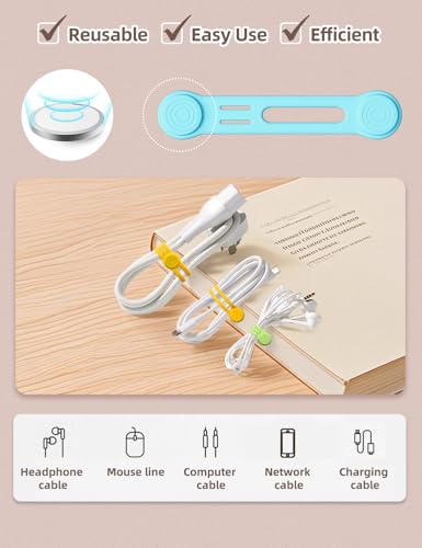 Silicone Magnetic Cable Ties 8PCS (8 Count)