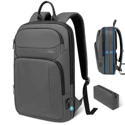 Backpack for Men Slim & Expandable Travel Laptop Backpack with USB Charging Port Water Resistant Anti