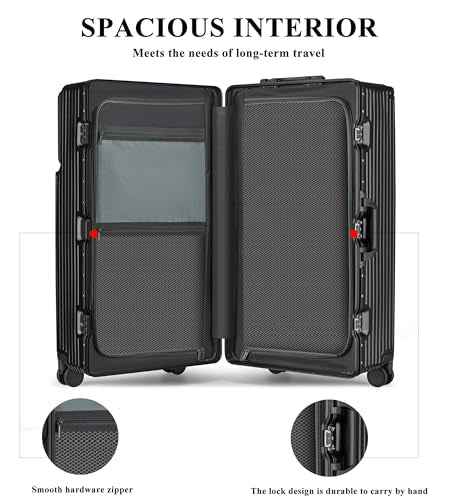 Super Large Aluminum Frame Zipperless Checked Luggage Front Pocket