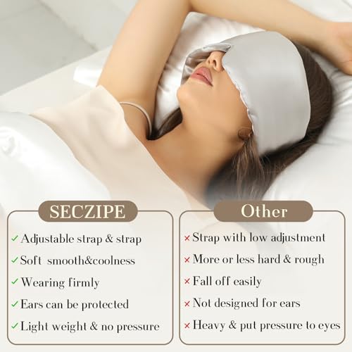 100% Mulberry Silk Sleep Mask Eye Mask for Women Man with Adjustable Band