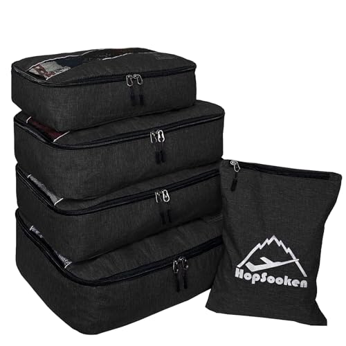 5 Set Packing Cubes for Travel Large Suitcase Luggage Organizer Bags Travel Accessories Vacation 4 Cubes 1 Laundry Pouch Bag (5 Count)